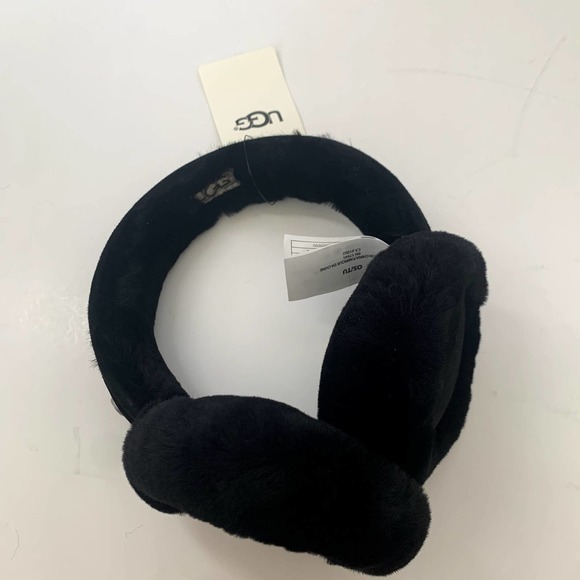 UGG Accessories Ugg Earmuffs Nwt Black Leather Shearling Fur Suede